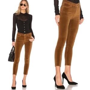 FRAME Denim Brown Velvet High Waist Skinny Pants Sz 26 Designer Luxury
